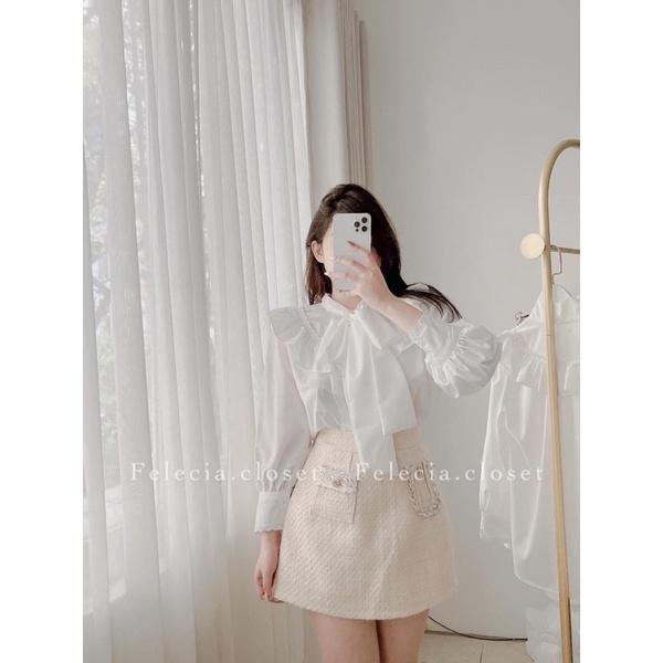 Áo Sơmi Cổ Nơ Bèo Siêu Xinh Có Ảnh Thật Kèm Video
