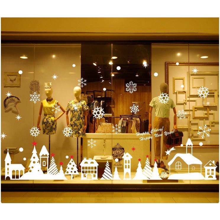 Decal trang trí noel thành phố tuyết