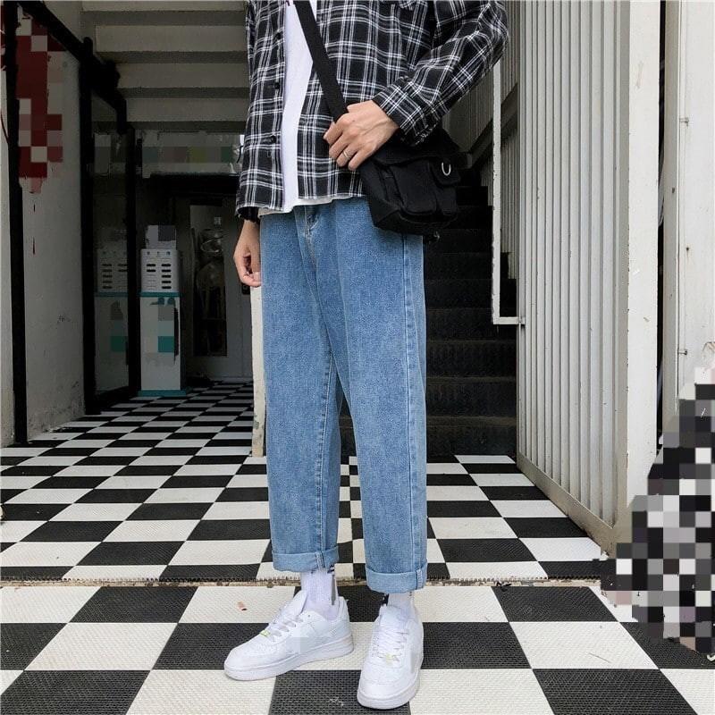 Quần Jean Nam Nữ Baggy Unisex Ống Rộng Phong Cách Trẻ Trung