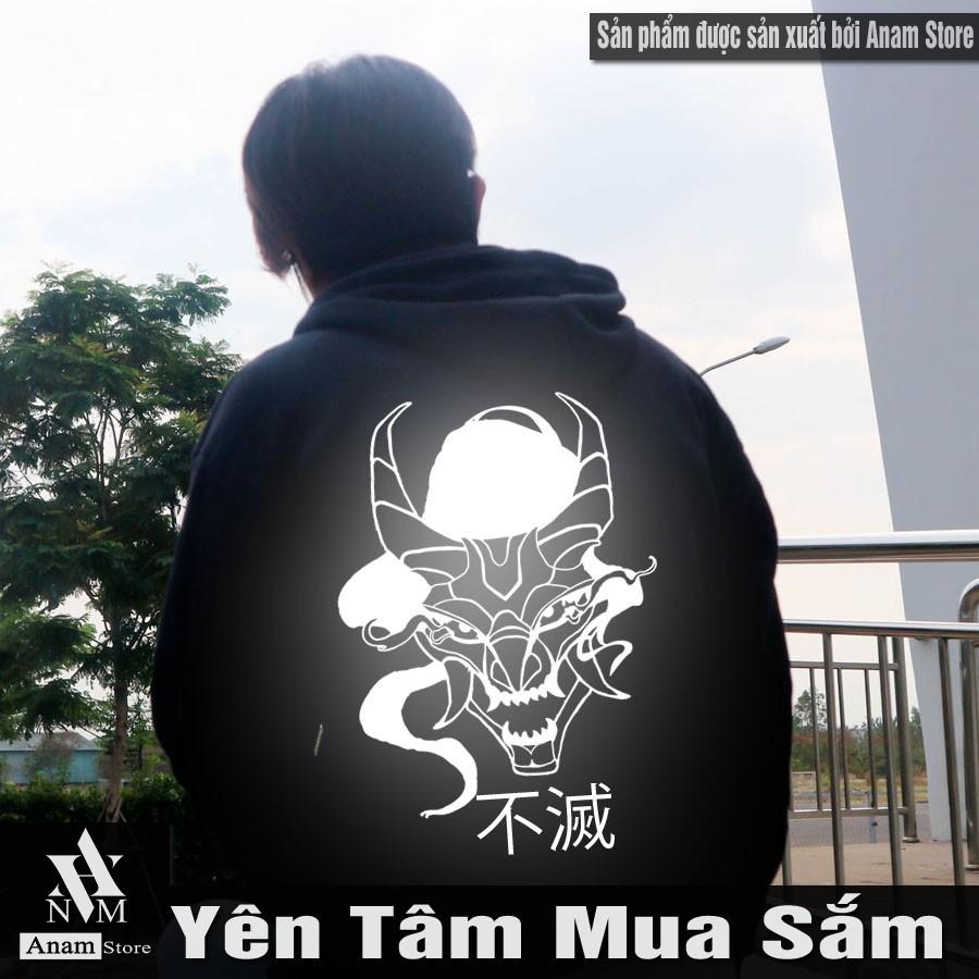 Áo hoodie dây kéo vải nỉ ngoại, nam nữ, Phản Quang Oni Pro, Anam Store