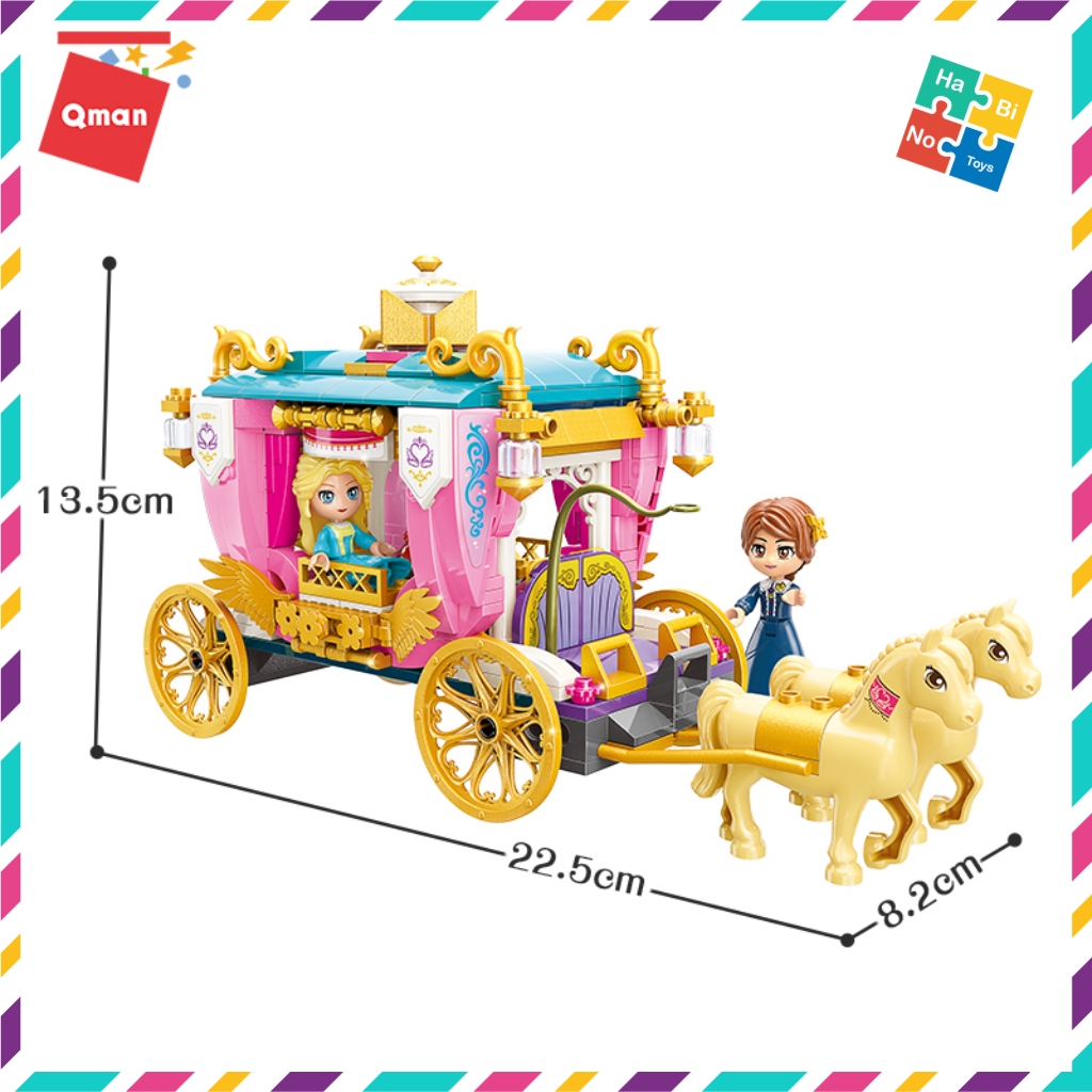 Bộ Đồ Chơi Xếp Hình Cho Bé Gái Từ 6 Tuổi Qman 458 Mảnh Ghép Xe Ngựa Nhà Vua 2614