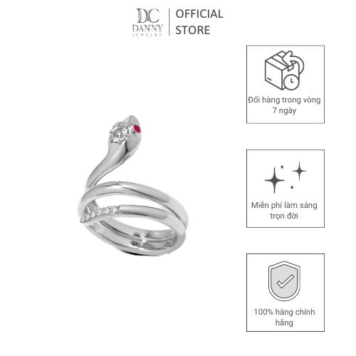 Nhẫn Nữ Danny Jewelry Bạc 925 Biểu Tượng Rắn Mắt Đá Màu Xi Rhodium N0053