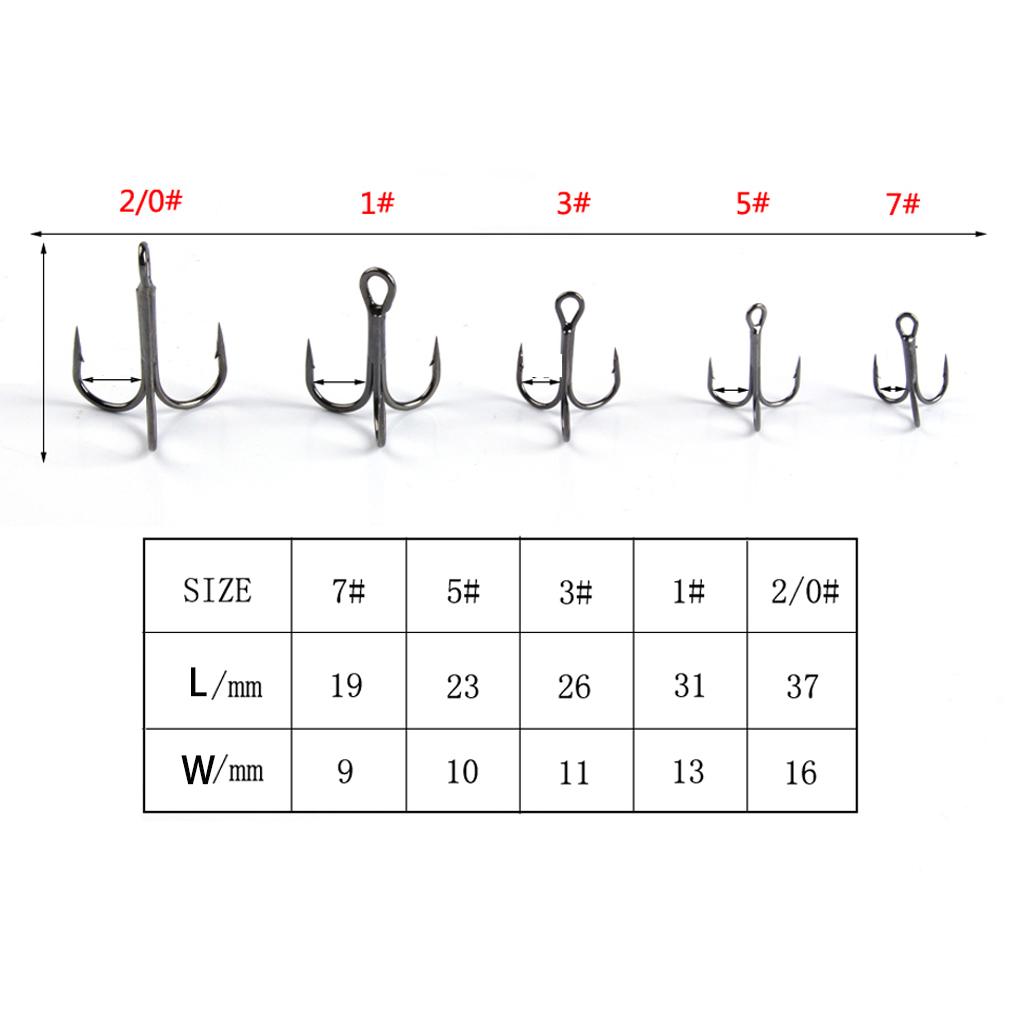 50pcs High Carbon Steel Fishing Hooks Treble Jig Hooks Fishhook Accessories