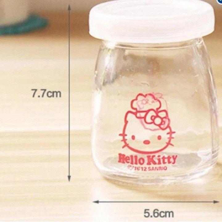 Bộ 12 Hũ Đựng Sữa Chua Thuỷ Tinh Hello Kitty