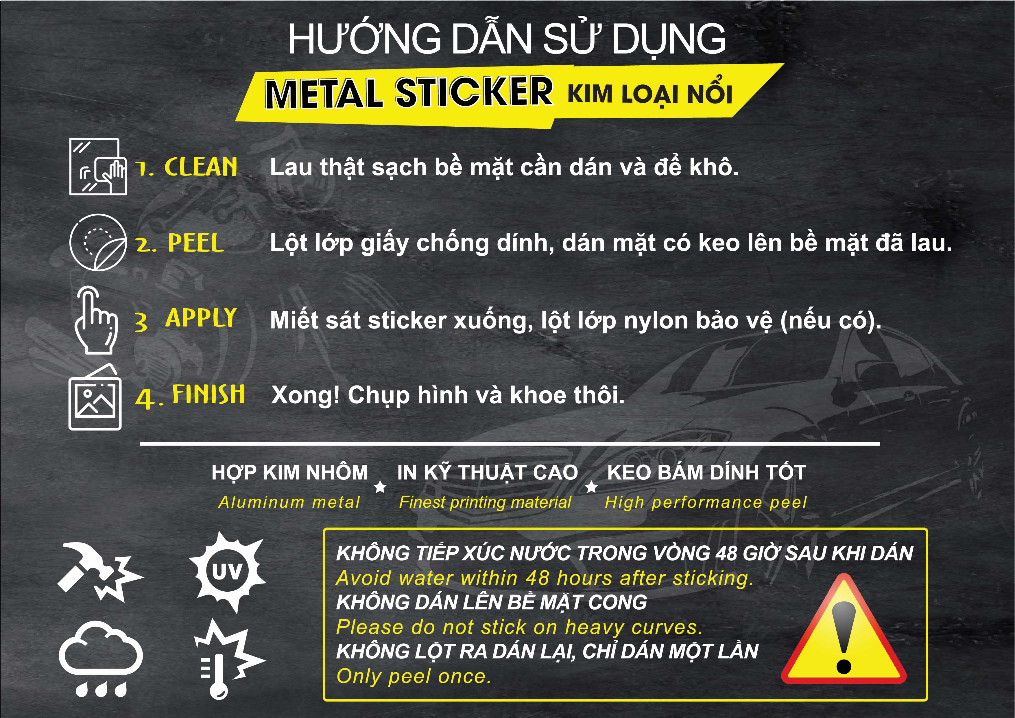 Sticker hình dán metal số 1 cờ Mỹ USA