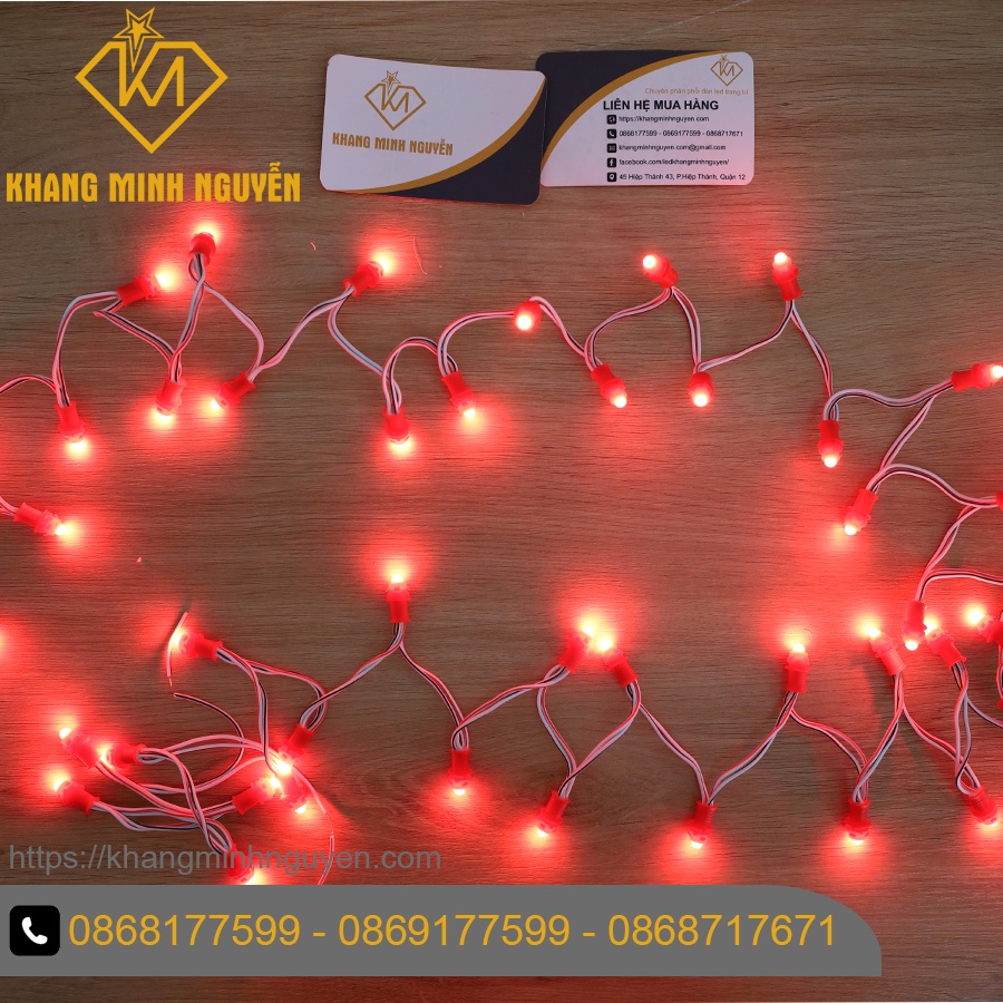 Giá 1 bó 50 bóng led đúc F5, đế 9mm - Để đục, chống nước, ánh sáng Đỏ làm bảng hiệu
