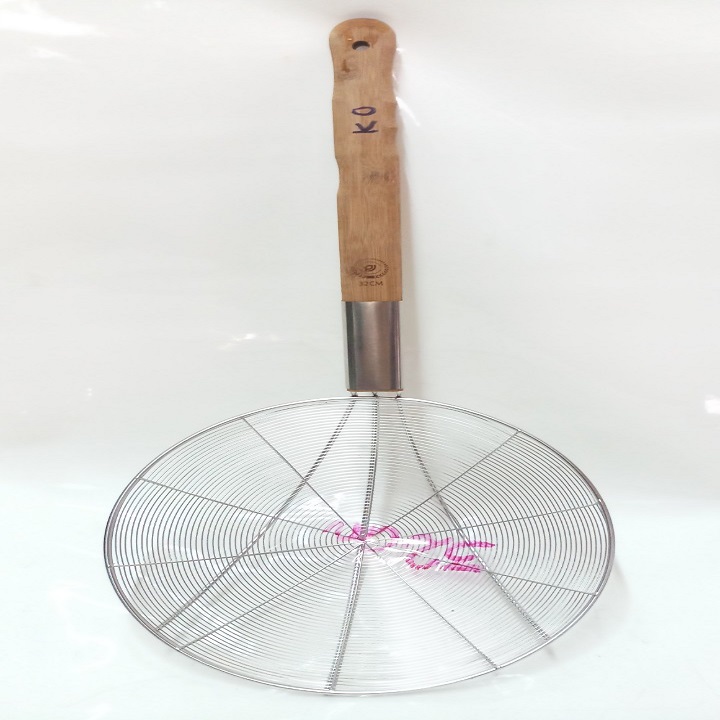 VỢT VÒNG INOX CÁN GỖ DÀY RỘNG 32CM.