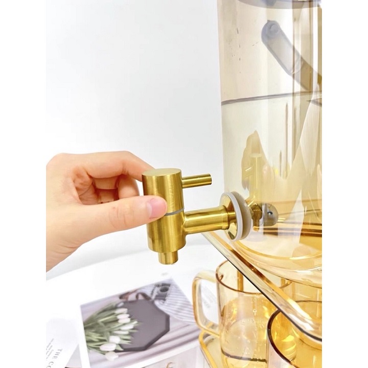 Bình Nước Thuỷ Tinh Borosilicate Hình Hươu Kèm 4 Cốc Và Giá Đỡ Mạ Vàng , Sang Trọng Tinh Tế, Decor nhà cửa