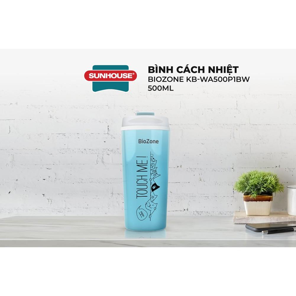 Bình Cách Nhiệt BIOZONE 500 ml KB-WA500P màu Trắng Xanh, Trắng Đỏ