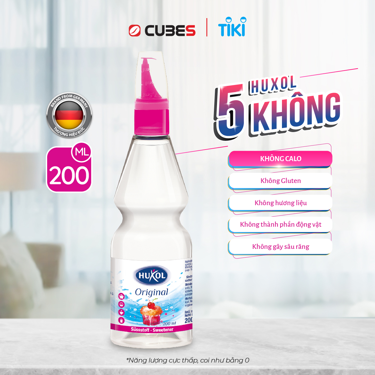 Combo Đường Ăn Kiêng Sweetener Huxol Original 200ml - Nhập khẩu từ Đức - Dành cho người tiểu đường, giảm cân, cao huyết áp