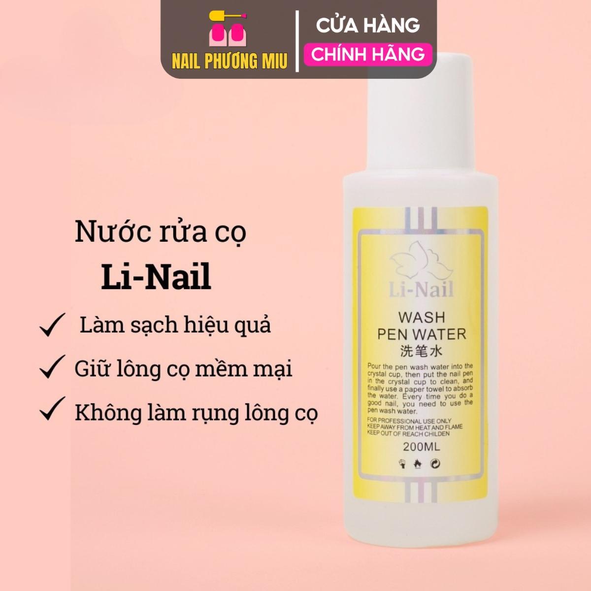 Nước Rửa Cọ Li-Nail Siêu Sạch 200ml Làm Sạch Cọ Đắp Bột Gel Vẽ, Giữ Lông Cọ Mềm Mại, Phụ Kiện Chuyên Dùng Làm Nail Phá Gel