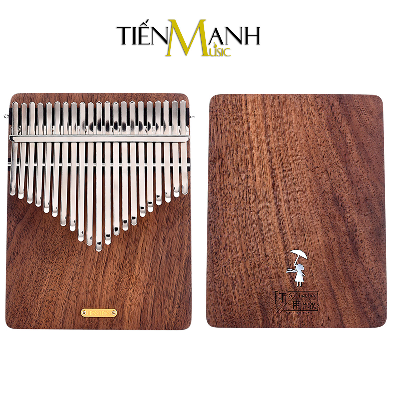 Đàn Kalimba LingTing 21 Phím K21W (Gỗ Walnut Thính Vũ - Full Phụ kiện LT-K21W) Hàng Chính Hãng - Kèm Móng Gẩy DreamMaker