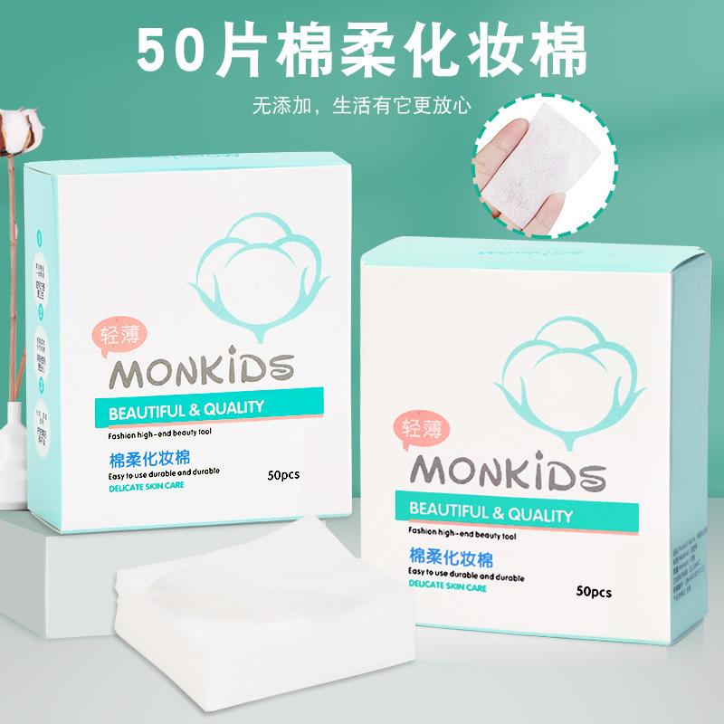 Bộ 50 miếng bông trang điểm Monkids mỏng mịn co giãn cao cấp