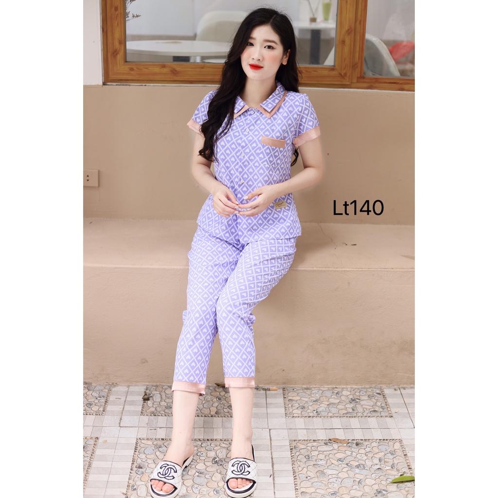 Bộ quần áo ngủ áo cộc quần dài chất lụa mềm mịn