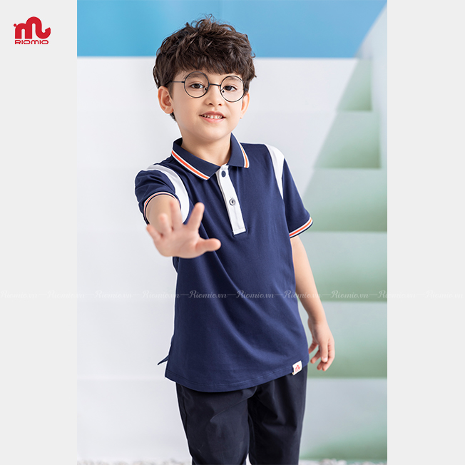 Áo thun Polo bé trai Riomio cotton thoáng mát thấm hút mồ hôi style Hàn Quốc đi học du lịch 5,6,7,8,9,10,11 tuổi RA669