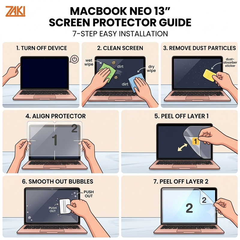 Dán mềm bảo vệ màn hình cho MacBook Neo 13″ ZAKI AR Film - Hàng Chính Hãng