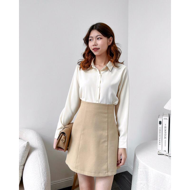 Chân váy chữ A xếp hai đường ly trước hàng thiết kế vvnd032305 by germe
