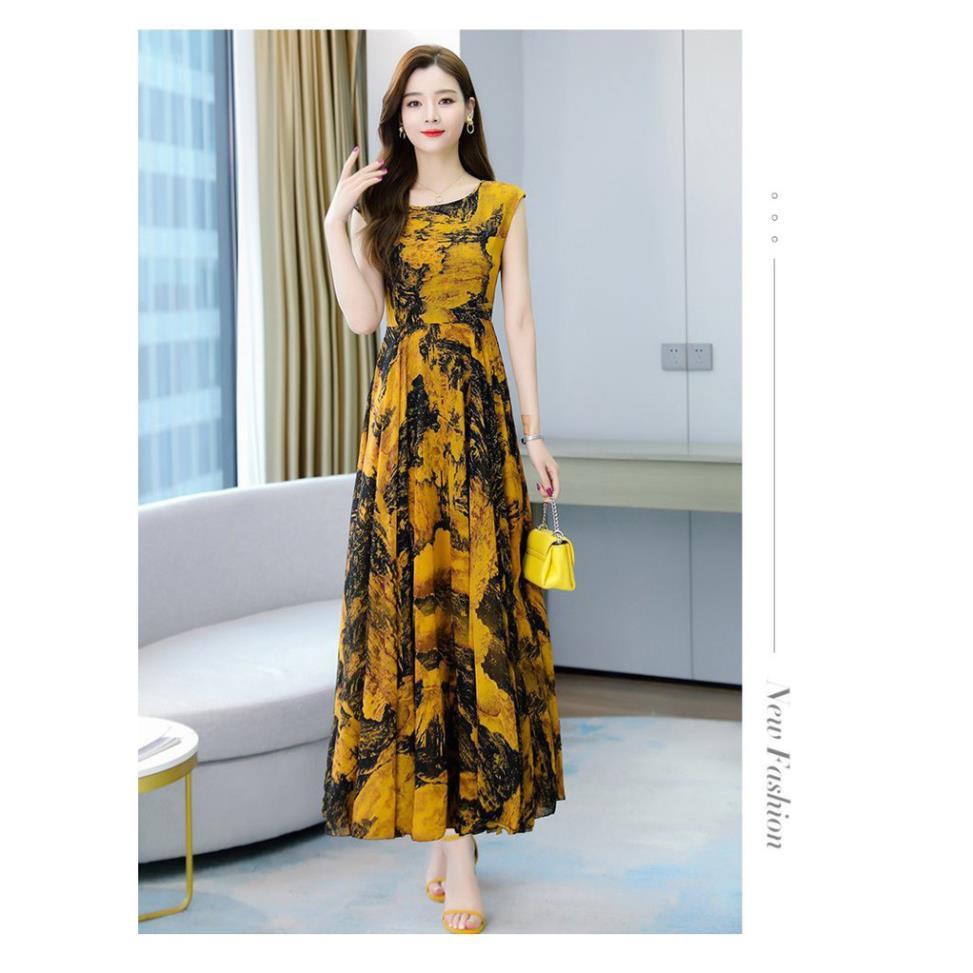 Váy Maxi Dáng Dài Đi Biển – Váy Đầm Bigsize Hoa Nhí Voan Lụa Cao Cấp 2 Lớp Sang Trọng