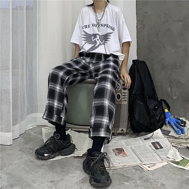 Quần Sọc Caro Unisex Quần Baggy Caro Lưng Thun Plaid Pants Cao Cấp - MM