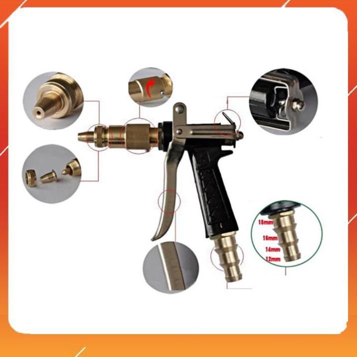 Bộ dây vòi xịt nước rửa xe, tưới cây .tăng áp 3 lần,loại 3m,5m 206236 đầu đồng,đai,nối nhựa v+ tặng đai