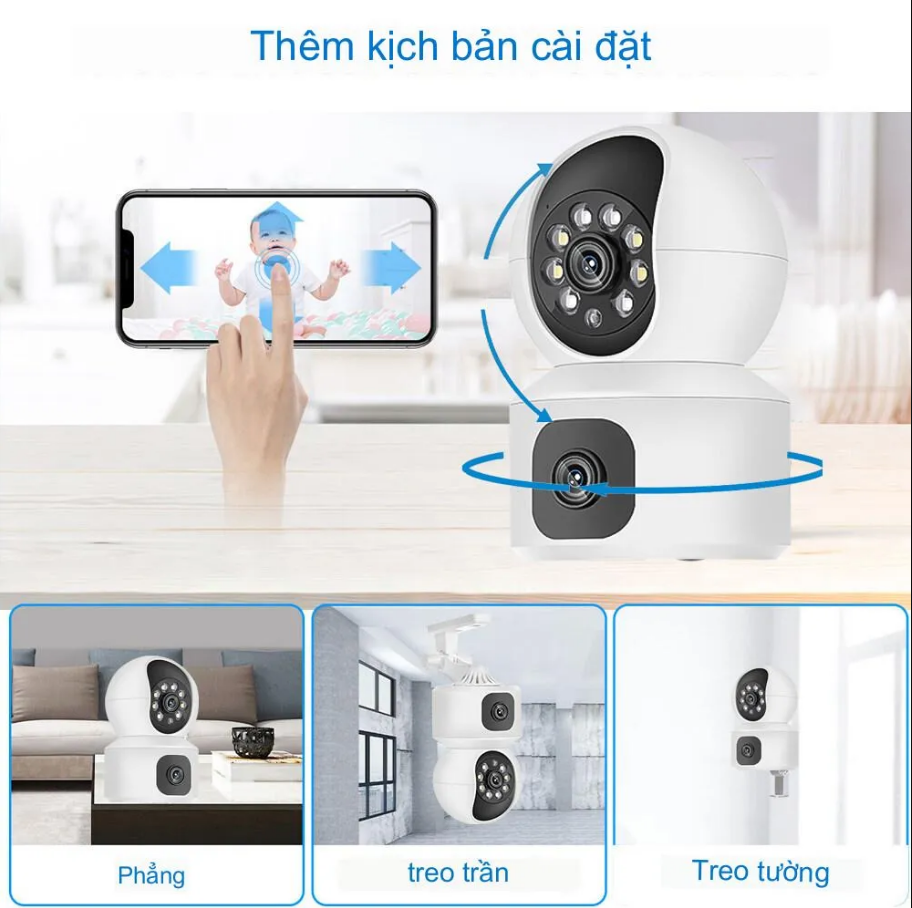 Camera wifi ngoài trời YOOSEE - TÍCH HỢP 2 MẮT CAMERA - 5.0MP , xem đêm có màu , kết nối không dây , đàm thoại 2 chiều , có cảnh báo phát hiện chuyển động- HÀNG NHẬP KHẨU