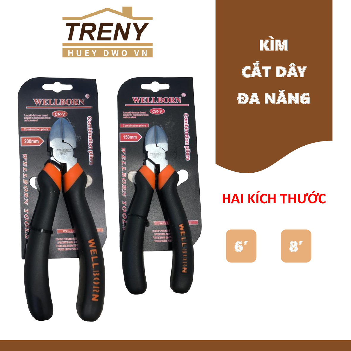 Kìm cắt dây - Kìm cắt dây điện đa năng, tay cầm bọc nhựa cao cấp - Cắt đường kính sản phẩm đến 150mm ( 6 inch )