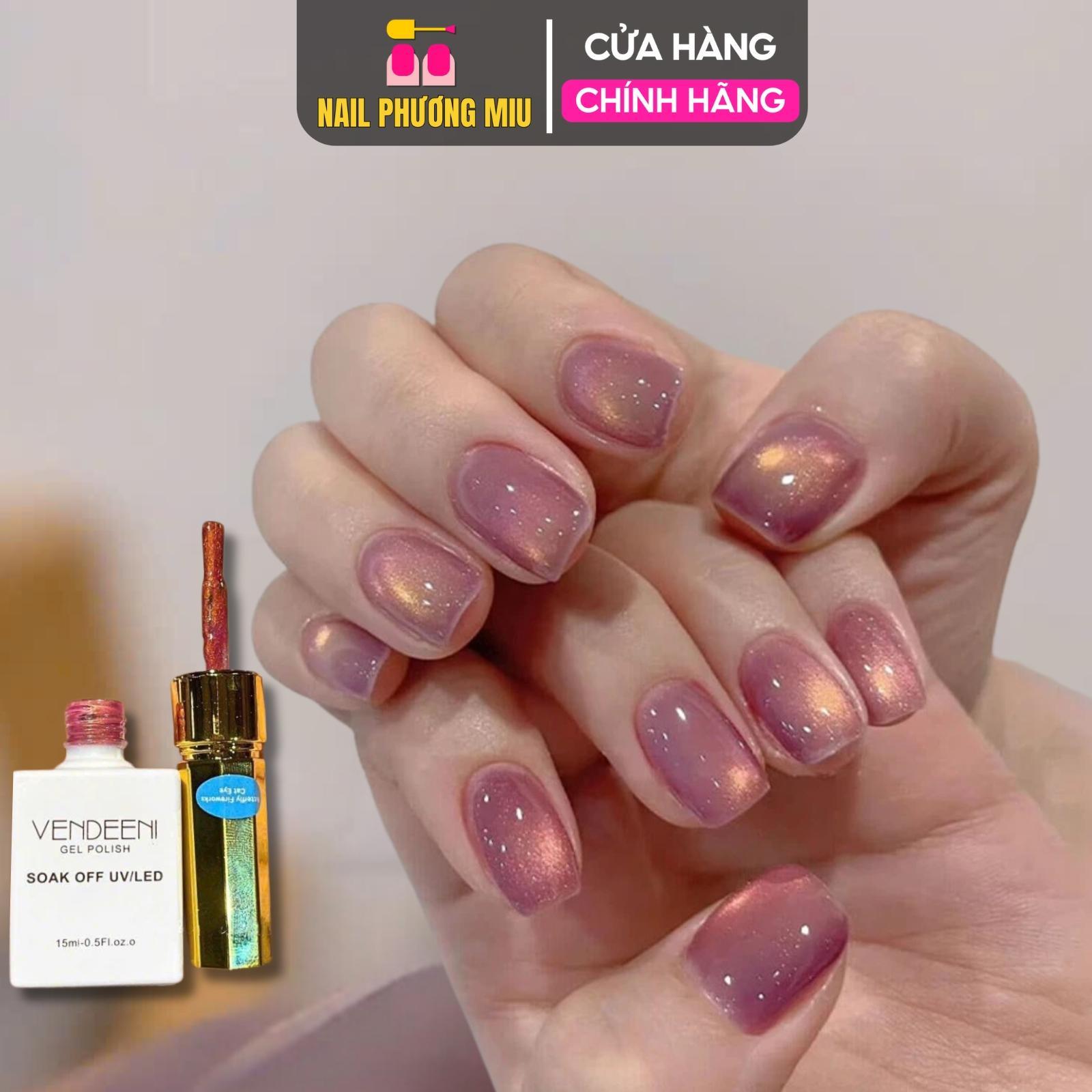 Sơn Mắt Mèo Cực Quang Bướm Lửa Hồng Vendeeni Chai Lẻ 15ml Sáng Lấp Lánh, Sơn Gel Mắt Mèo Phản Quang Siêu Hot Làm Nail Nữ Women