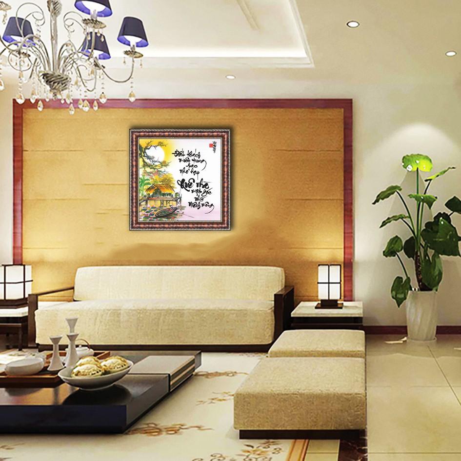 Tranh thư pháp, thư pháp treo tường những câu nói hay TK: 36X36cm đã bao gồm khung