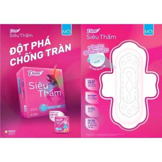 Combo 6 Băng vệ sinh Diana Siêu thấm Maxi (dày) có cánh 8 miếng/gói