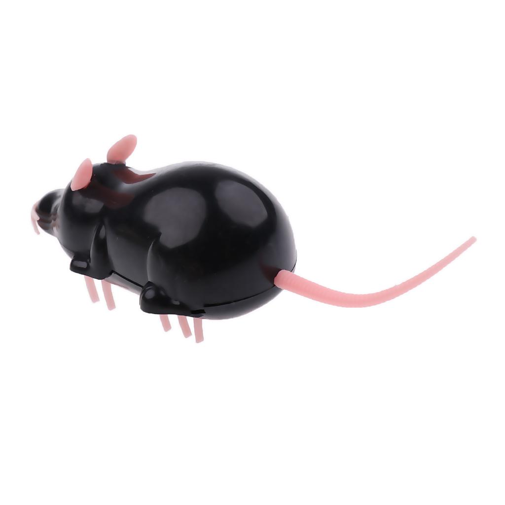 Funny Electric Running Mouse Rat Move Tail Cat Kitten Interactive Toy Black