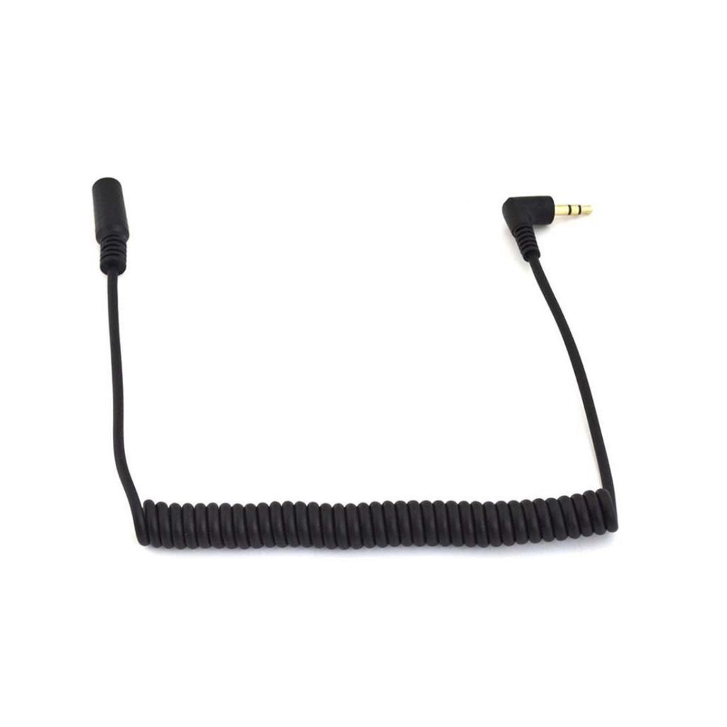 3-Pole Coiled 3.5mm Male Right Angle to Female Stereo Audio Spring Aux Cable