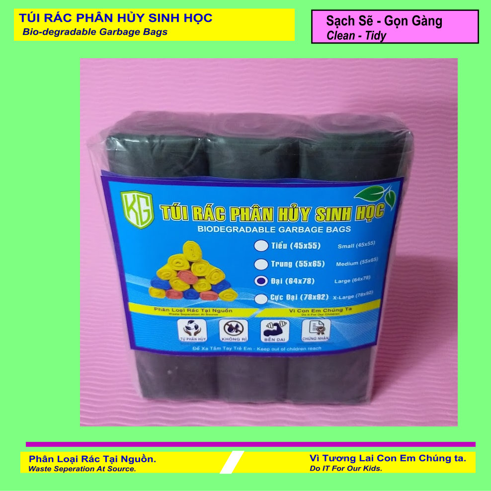 Set 270 cái /  5 kí  Bao Rác Tự Hủy - Túi Rác Cuộn PHÂN HỦY SINH HỌC - Màu Đen - Size Đại 64 * 78 CM