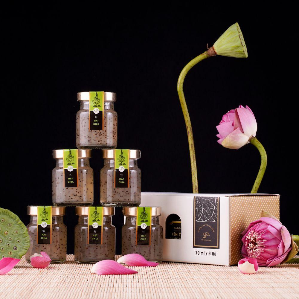 Yến chưng sẵn combo 6 hũ 70ml và 140ml vị hạt Chia tốt cho hệ tiêu hoá ĐẬM ĐẶC YẾN TƯƠI từ Yến Sào An Toàn