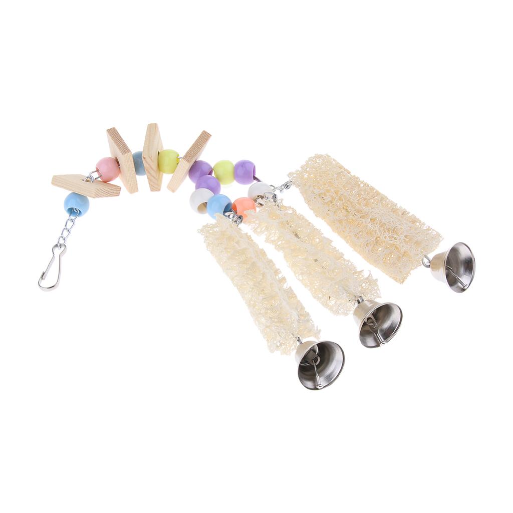 Bird Parrot Toys Pet Cage Hammock Swing Hanging Toy for Pigeon wood
