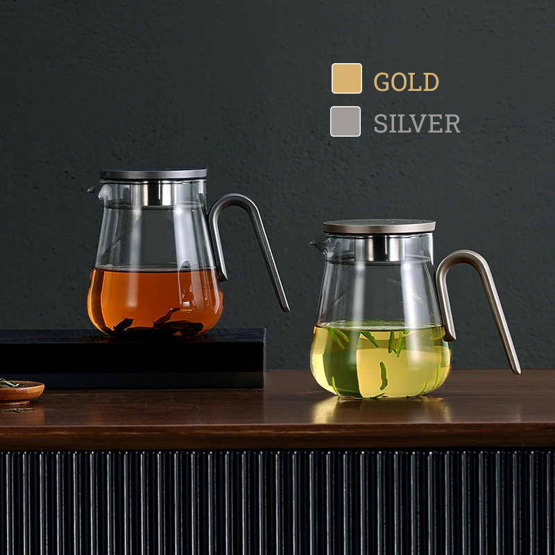 Ấm trà thủy tinh chịu nhiệt cao cấp Màu Gold (Vàng)  LV02B - 600ml / 800ml - Bình lọc trà thủy tinh Samahome Shop