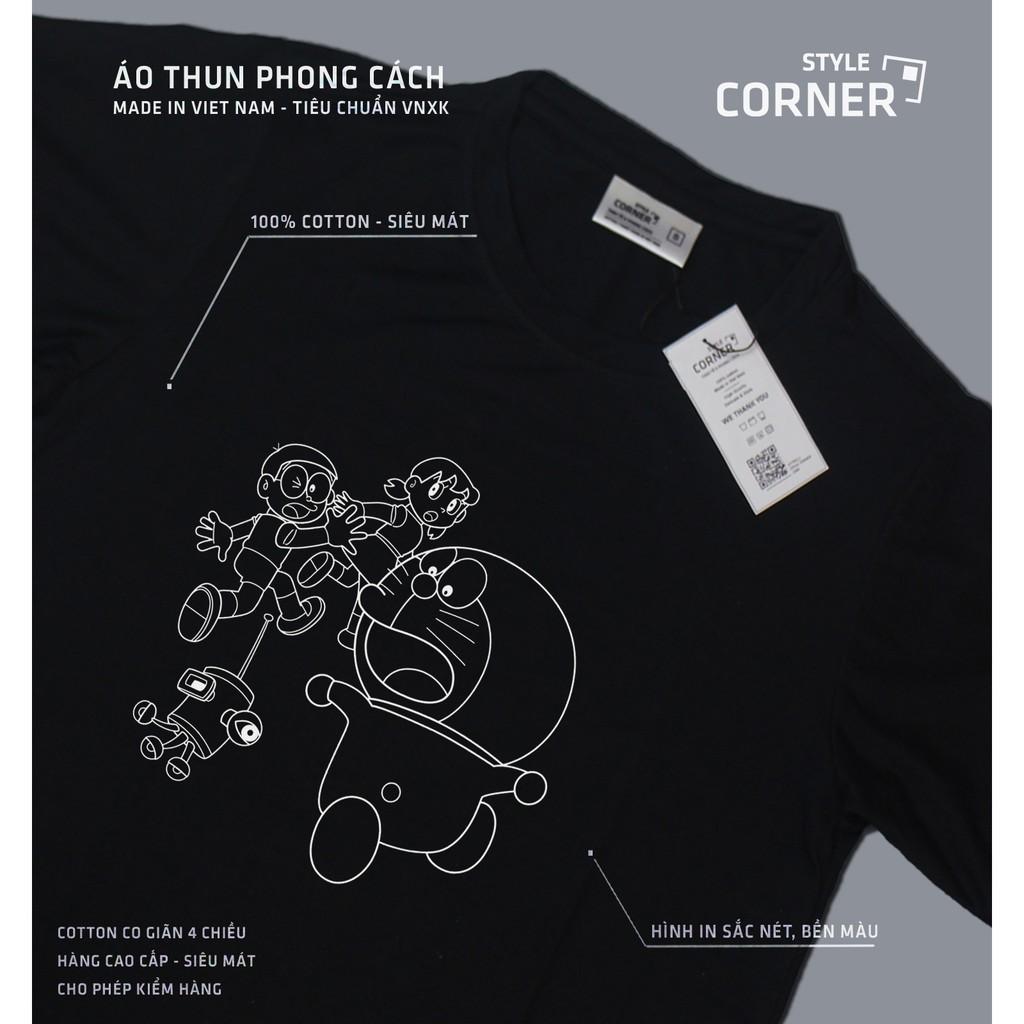 Áo thun Cotton 4 chiều Siêu mát Style Corner Doraemon bút chì đen