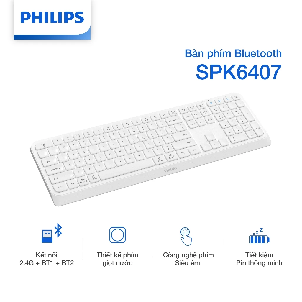 Bàn phím Bluetooth Philips SPK6407 - Hàng Chính Hãng