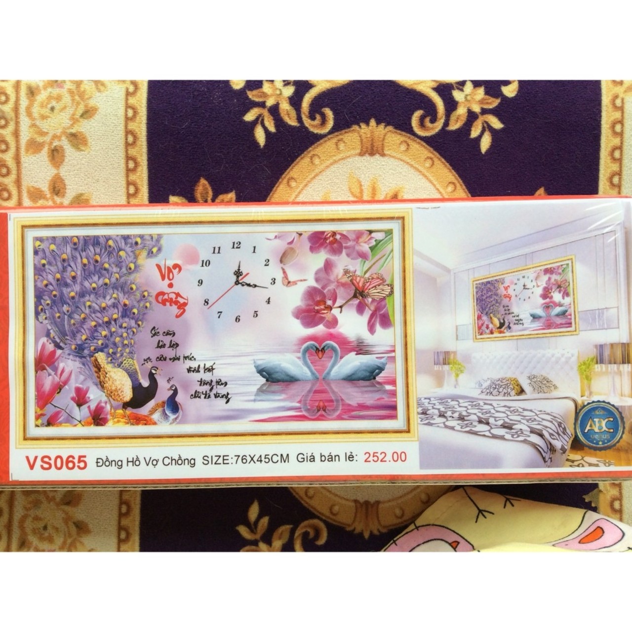 Tranh đính đá đồng hồ Vợ chồng - chưa đính