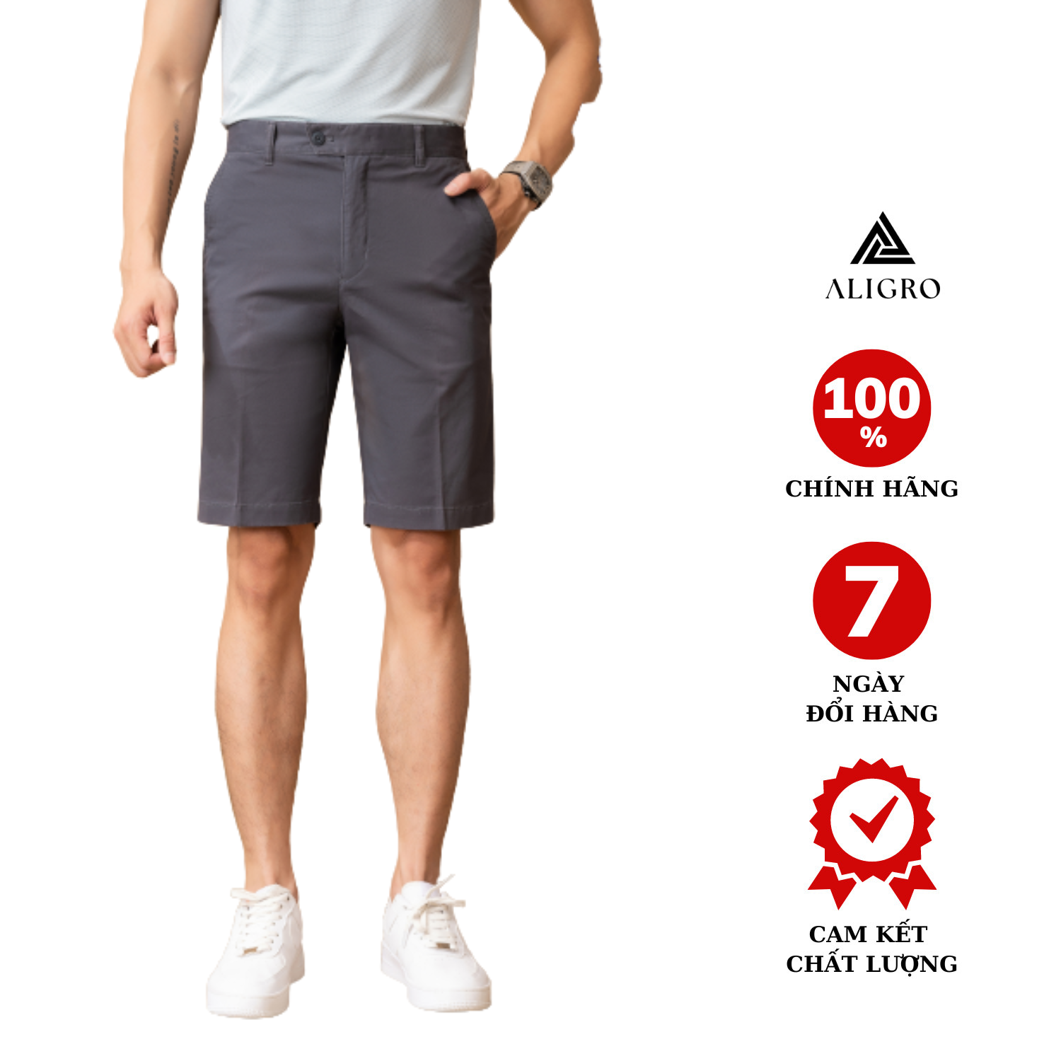 Quần short nam ALIGRO chất liệu kaki dáng basic trẻ trung năng động ALGQS1081