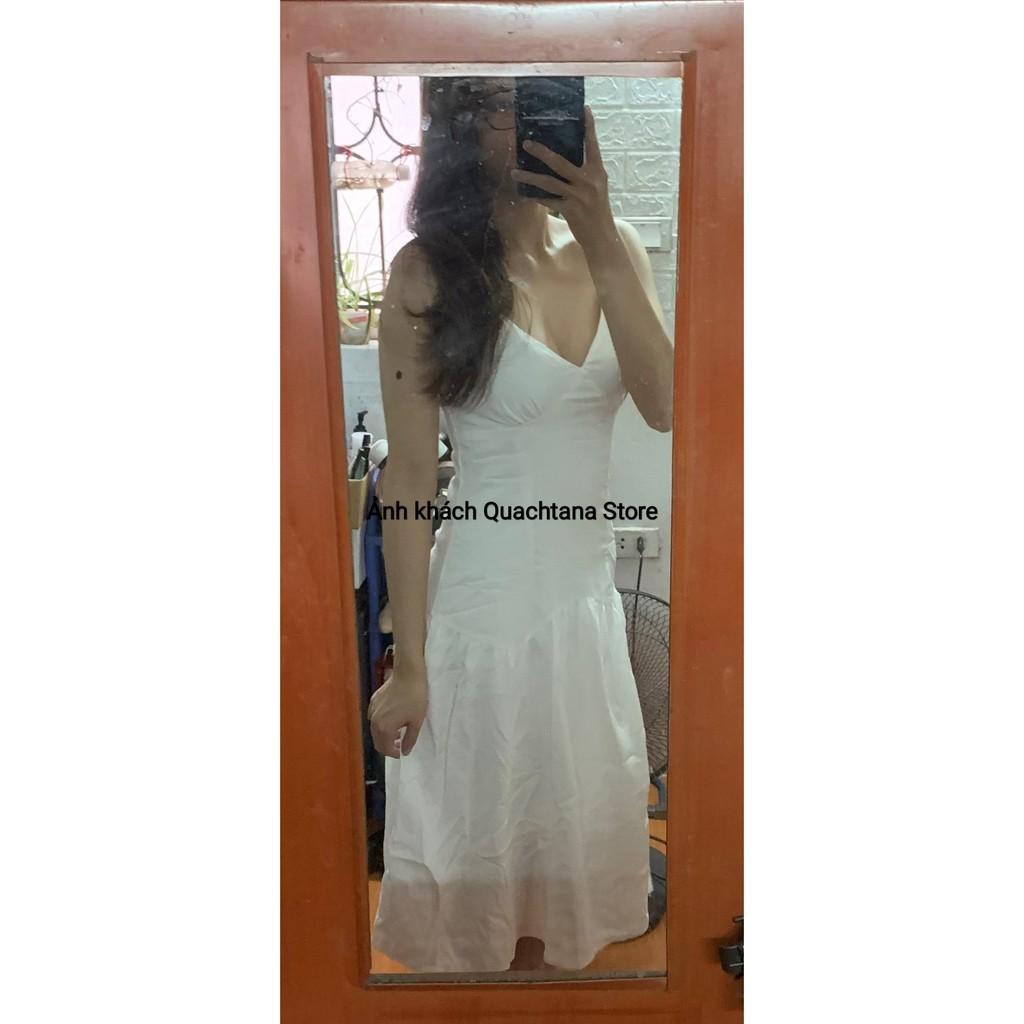 Đầm trắng 2 dây body đuôi cá