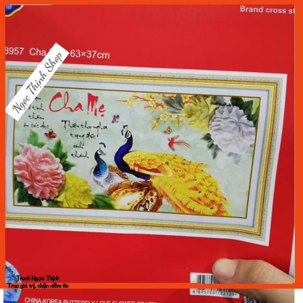 FreeShip 250k Toàn Quốc-Tranh thêu Cha mẹ đôi công 5D- DLH-88957- KT: 63x37Cm