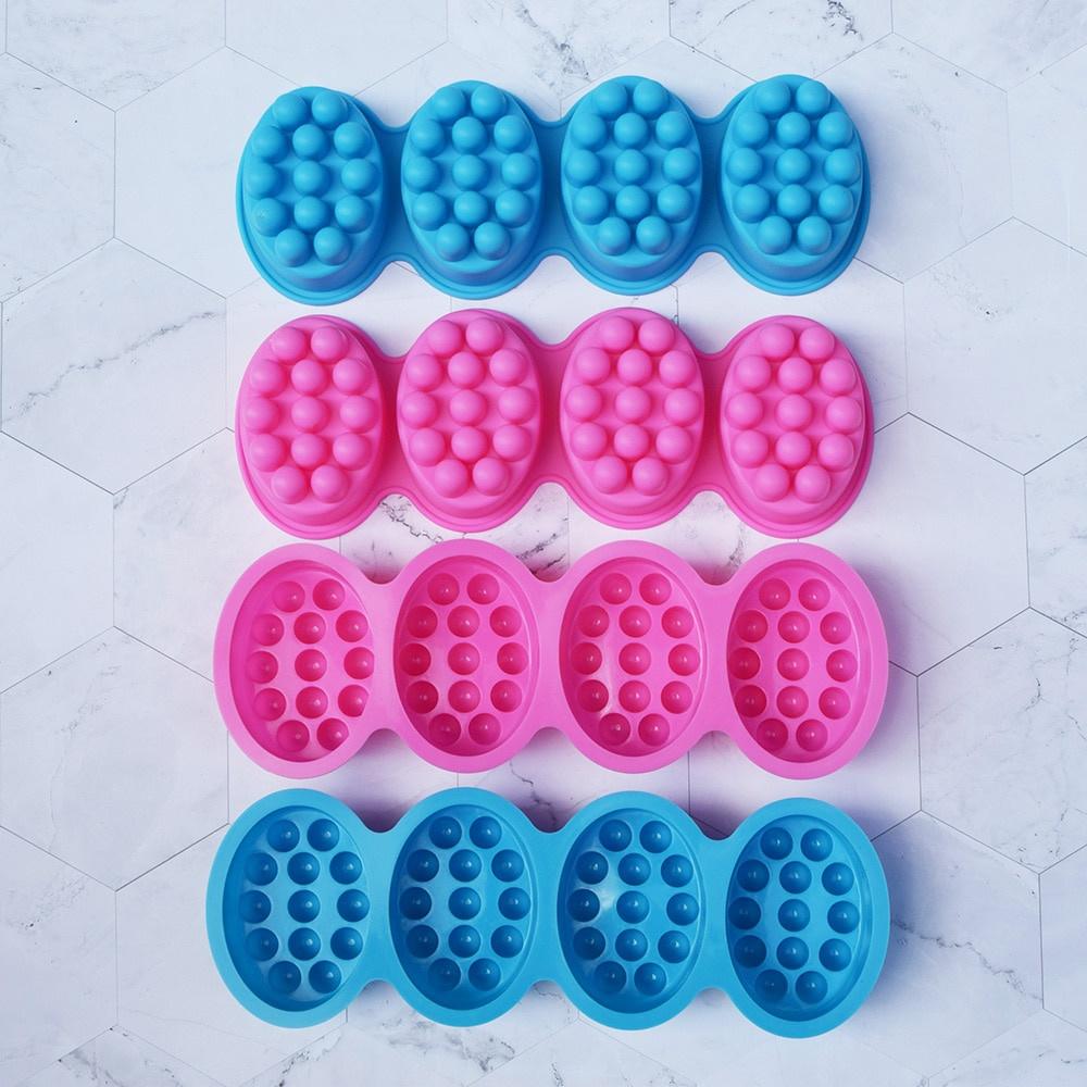 4 Compartment Silicone Soap Mold Massage Bar Soap making Tool With Single-hole Moulds