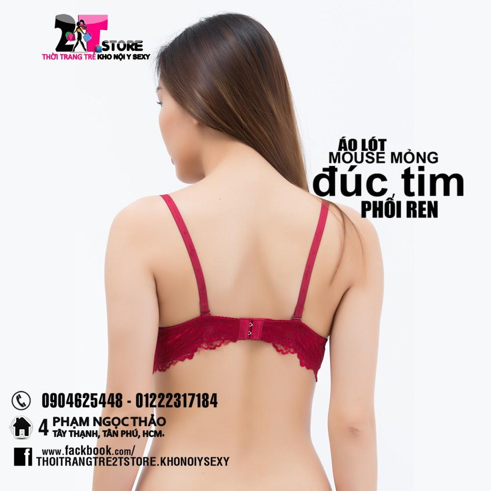 Áo Nâng Ngực Mouse Mỏng Đúc Tim Phối Ren