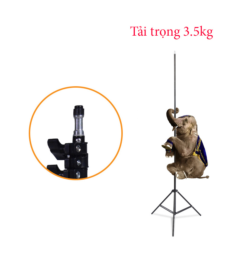 Chân Đèn Studio, Chân Đèn Flash Cho Chụp Ảnh, Quay Phim,  Livestream làm bằng hợp kim nhôm cao 2m gấp gọn 70cm