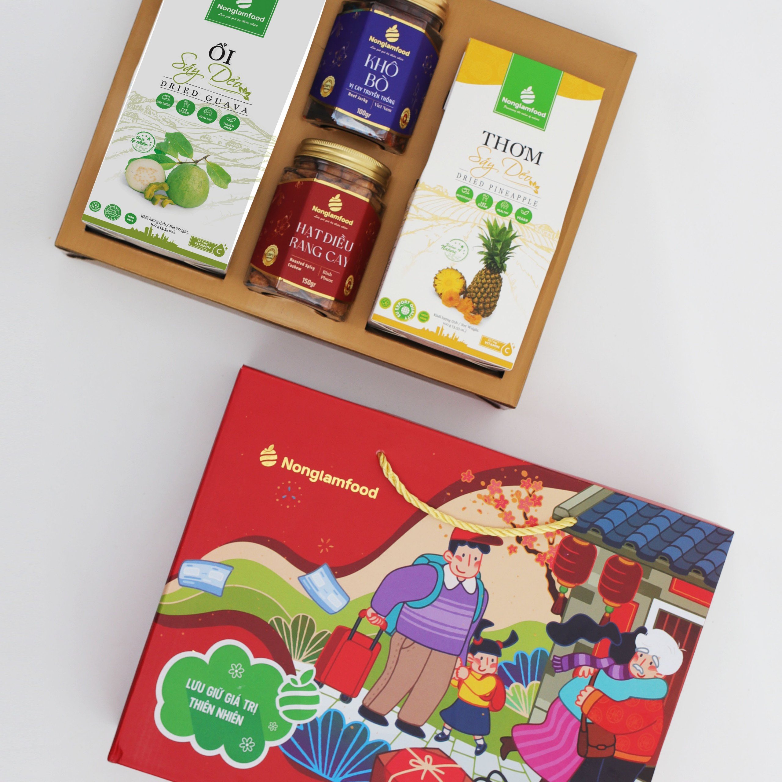 [BỘ QUÀ TẾT 2025] Set quà Tết Đoàn Viên 2 Nonglamfood | Hạt mứt tết cao cấp Xuân Ất Tỵ cho người thân