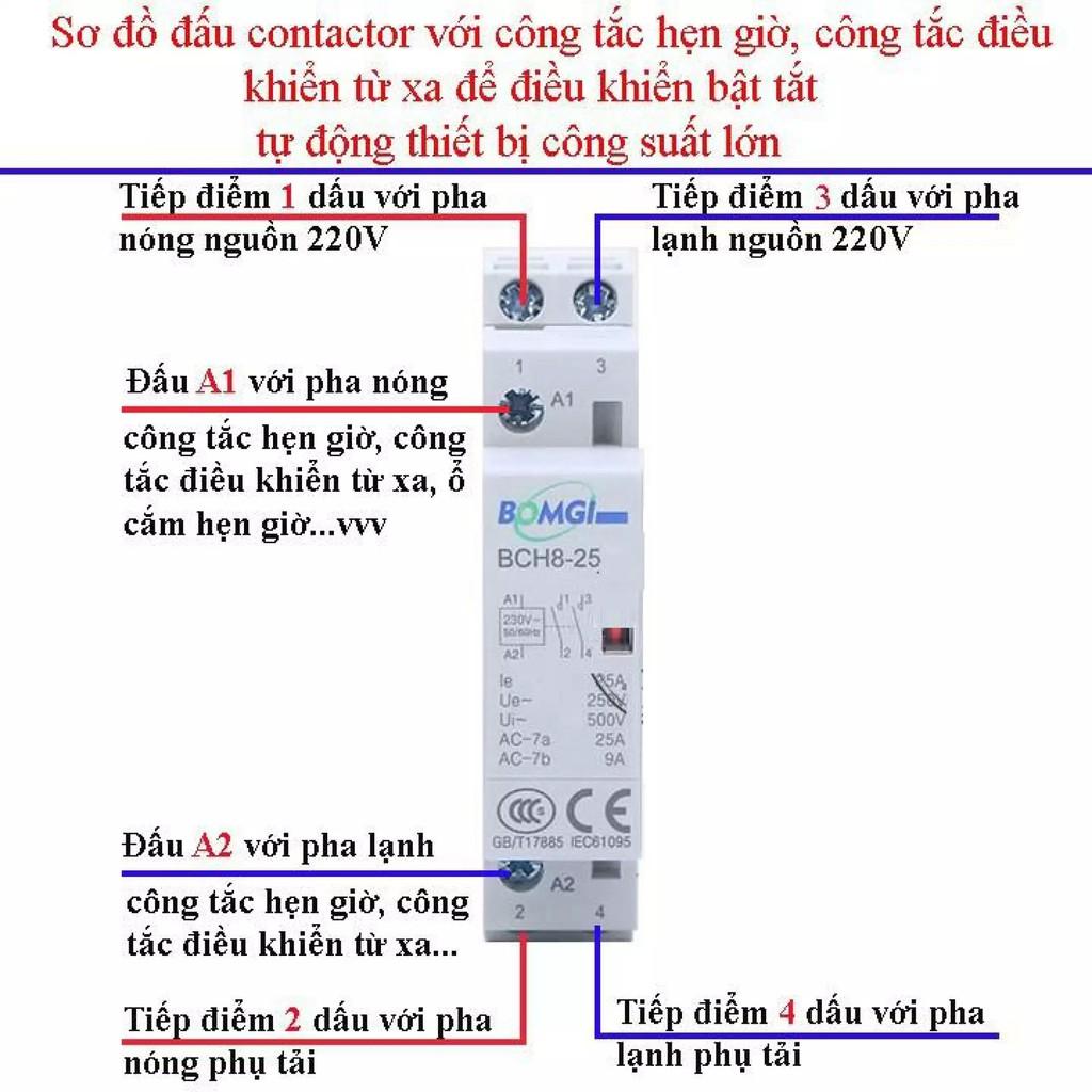 Khởi Động Từ - Contactor Mini 25A-220V, Dùng Điều Khiển Thiết Bị Tải Lớn Đến 25A