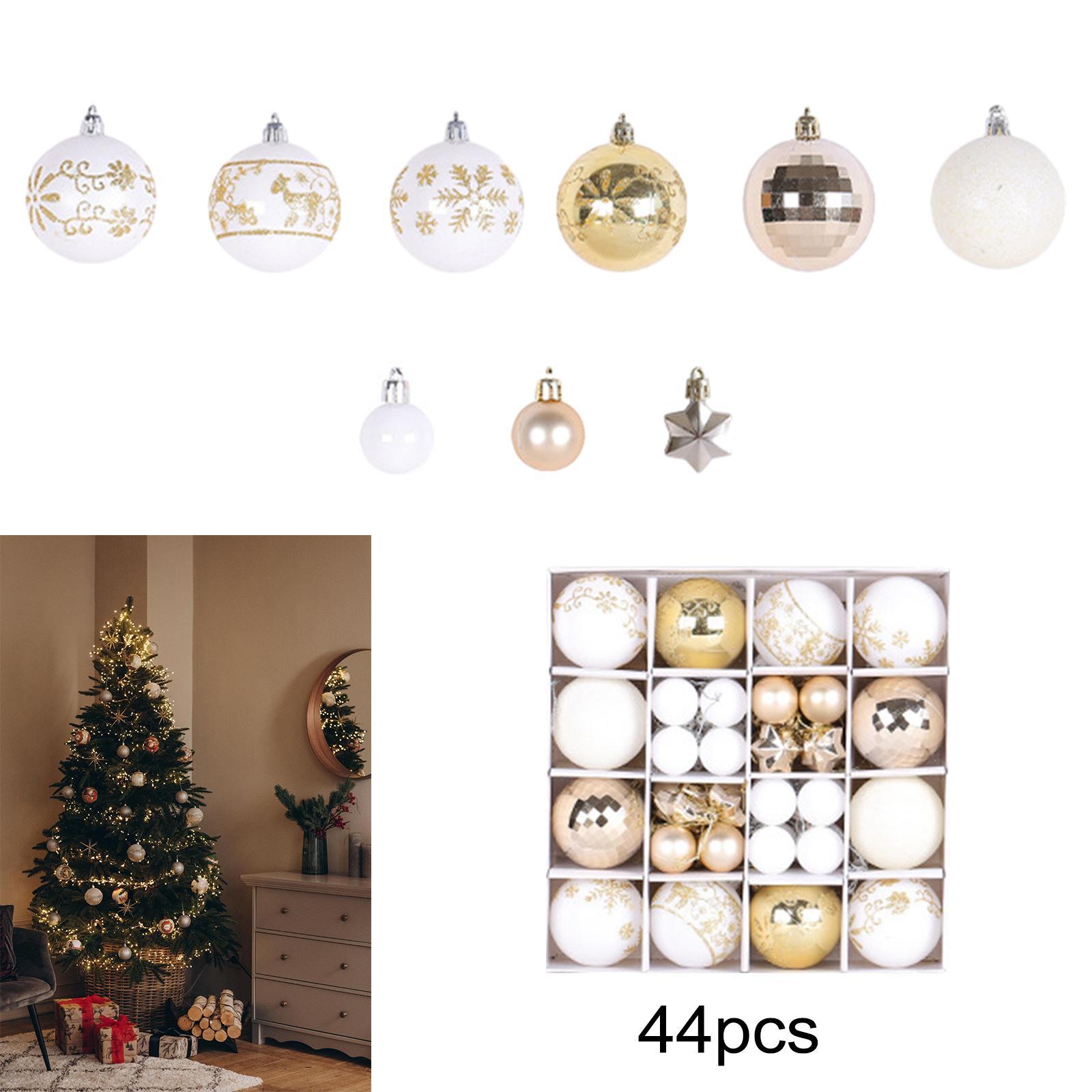 44Pcs Christmas Balls Ornaments with String Decorative Balls Xmas Tree Decor