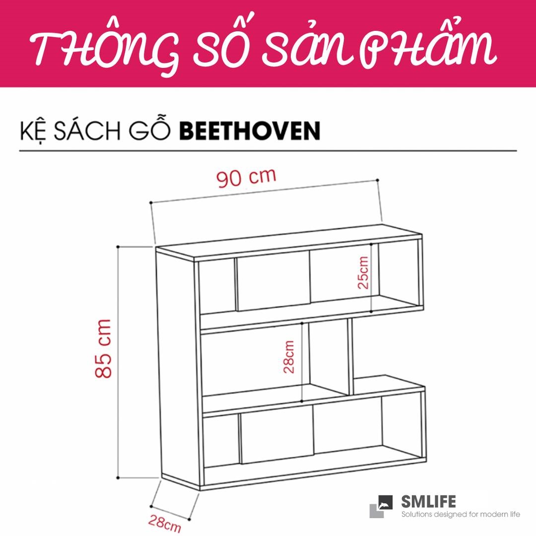 Giá sách bằng gỗ kiểu dáng tiện dụng SMLIFE Beethoven