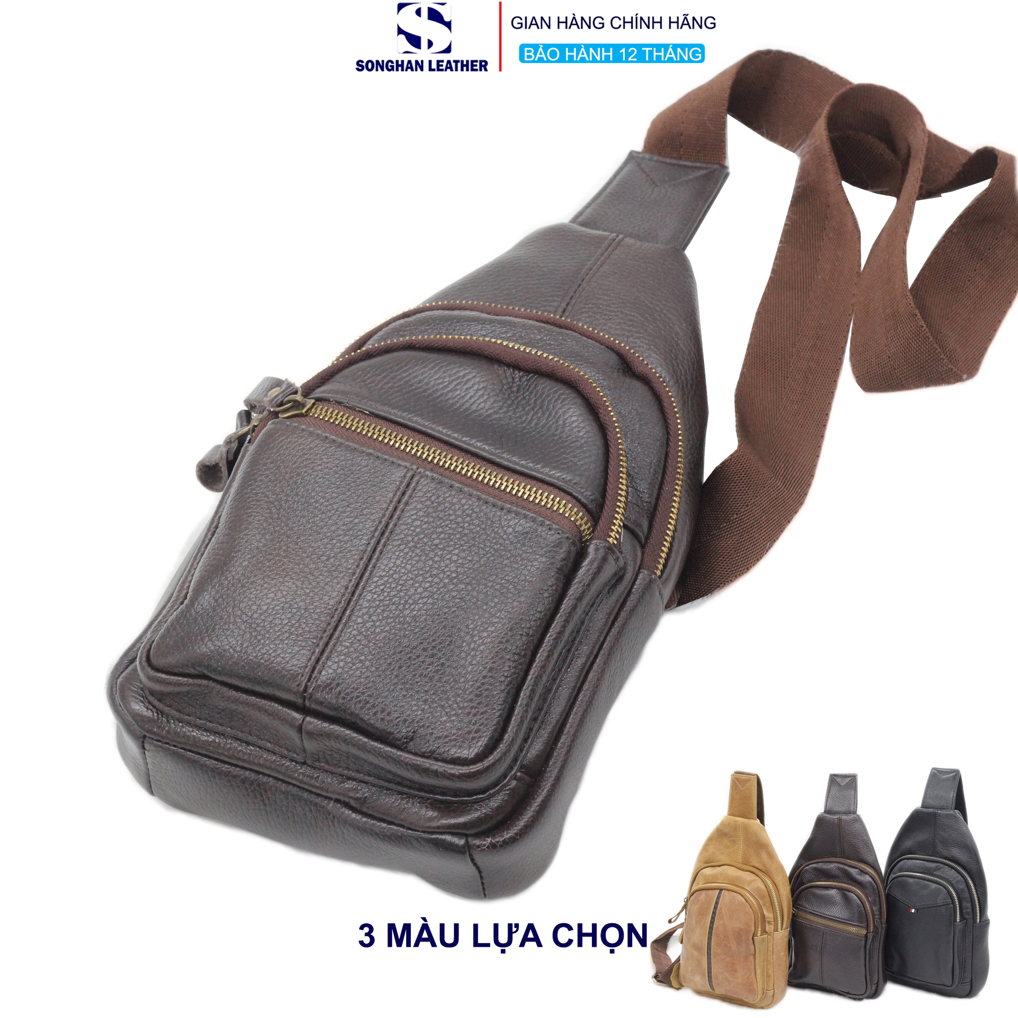 Túi Đeo chéo Da Bò Thật Cao Cấp Songhan Leather BM01.Túi Nam Đeo Ngực Đa Năng . Bảo Hành 12 Tháng