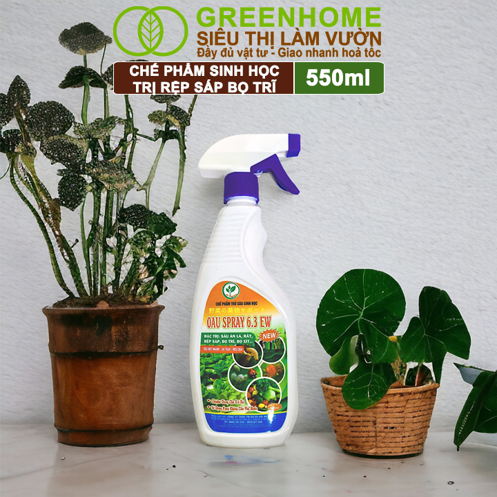 Hình ảnh Chế Phẩm Sinh Học Greenhome, Oau Spray, Chai 550Ml, Trị Nhện Đỏ, Rệp Sáp, Bọ Trĩ Cây Trồng